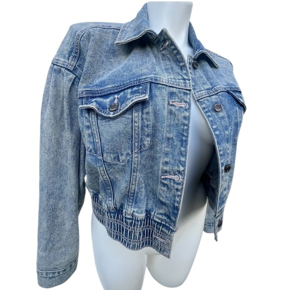 Hollister Balloon Sleeve Denim Jacket Waist Band Jean Jacket Size Large - Picture 1 of 12